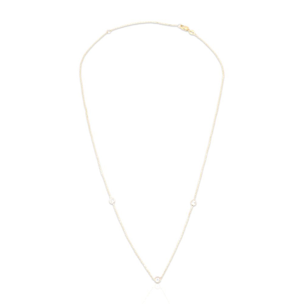 Estate 14K Yellow Gold 3 Diamond Necklace